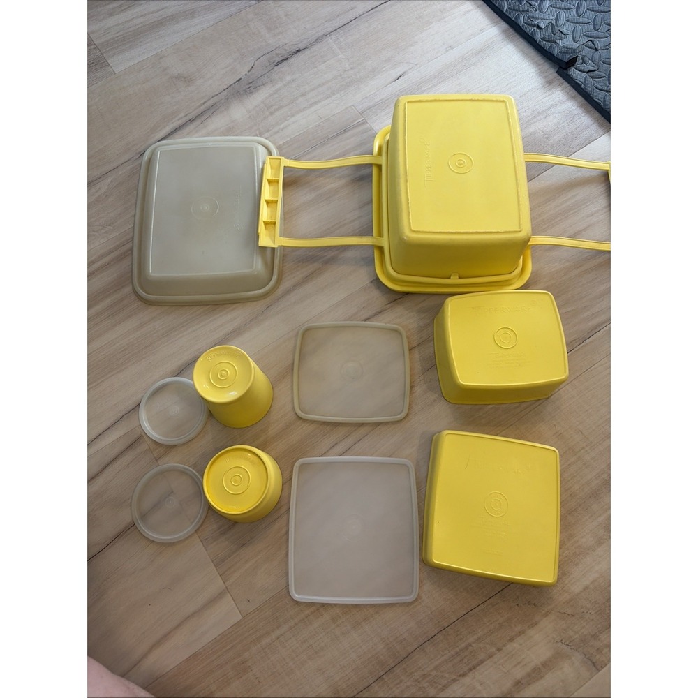 Tupperware Yellow Pack N Carry Lunch Box Complete Set Made in USA 70s Vintage - Picture 5 of 9